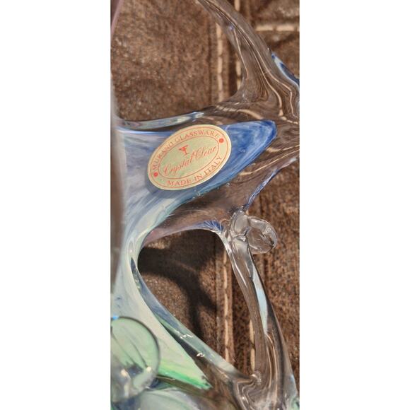 Murano Art Glassware Basket Collectible Italian Venetian 7.25"t x 8"w x 5"d - Picture 5 of 12